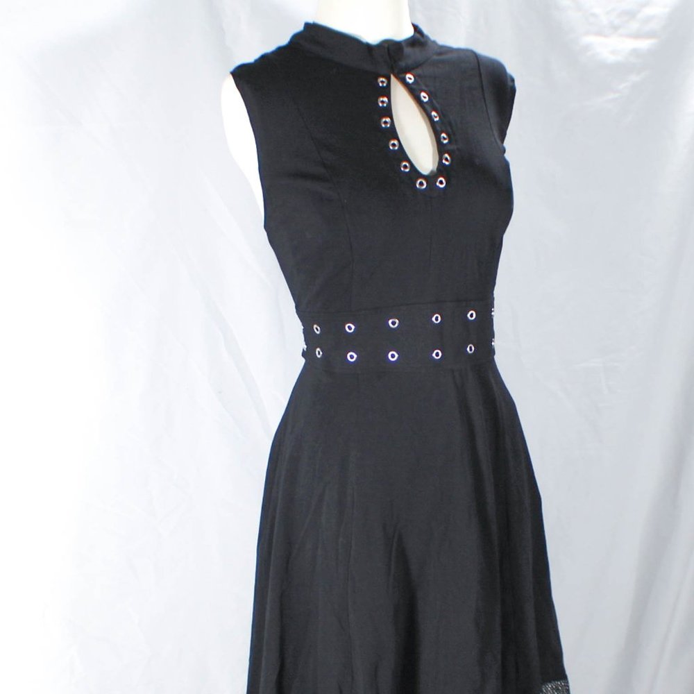 NWT High Low Maxi Dress Fishnet Trim Grommet Keyhole Gothic Dress Plus Size 2X